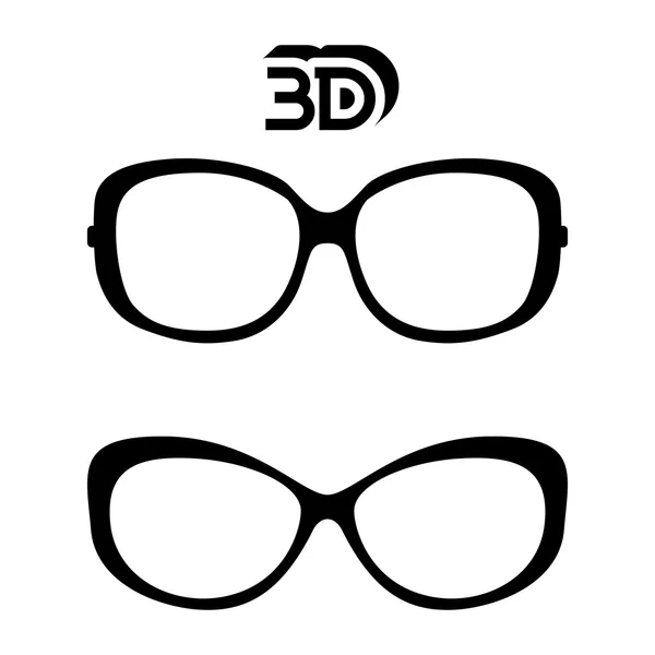 Ícone de óculos 3D preto e branco isolado — Vetor de Stock
