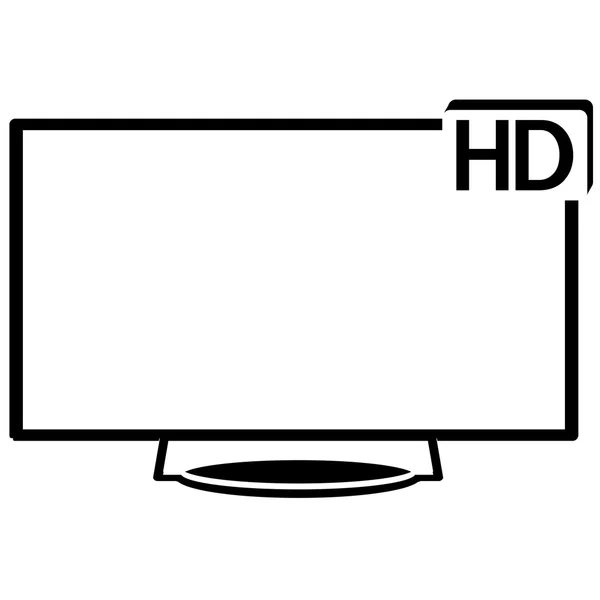 Black And White HD Tv Icon Isolated — Stock Vector