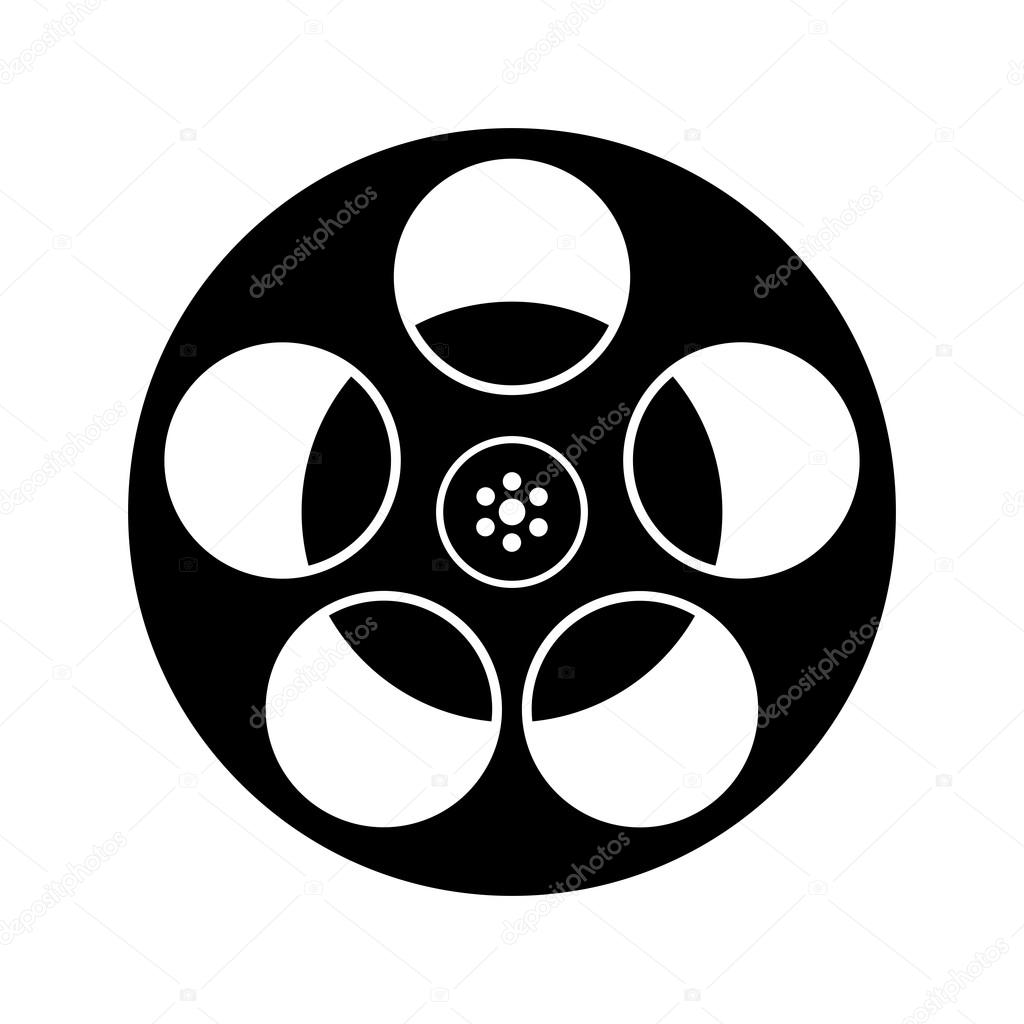 Black And White Film Reel Icon Isolated Stock Vector by
