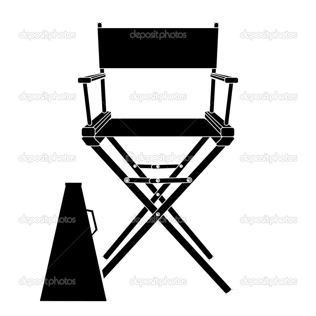 Black And White Director Chair Icon Isolated — Stock Vector