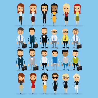 Set Of Funny Office Characters Isolated On Background clipart