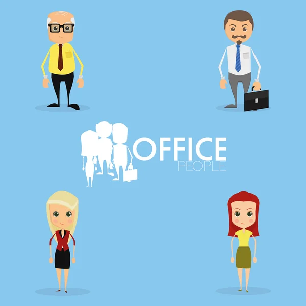 Set Of Funny Office Characters Isolated On Background — Stock Vector