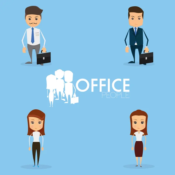 Set Of Funny Office Characters Isolated On Background — Stock Vector