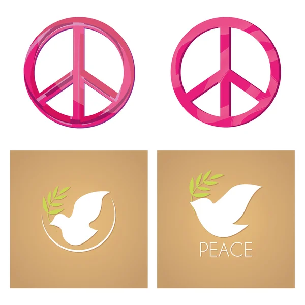 Set Of Peace Related Icons On Background — Stock Vector