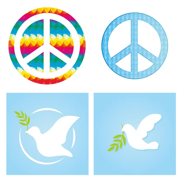 Set Of Peace Related Icons On Background — Stock Vector