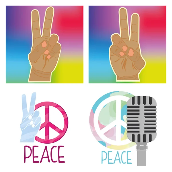 Set Of Peace Related Icons On Background — Stock Vector