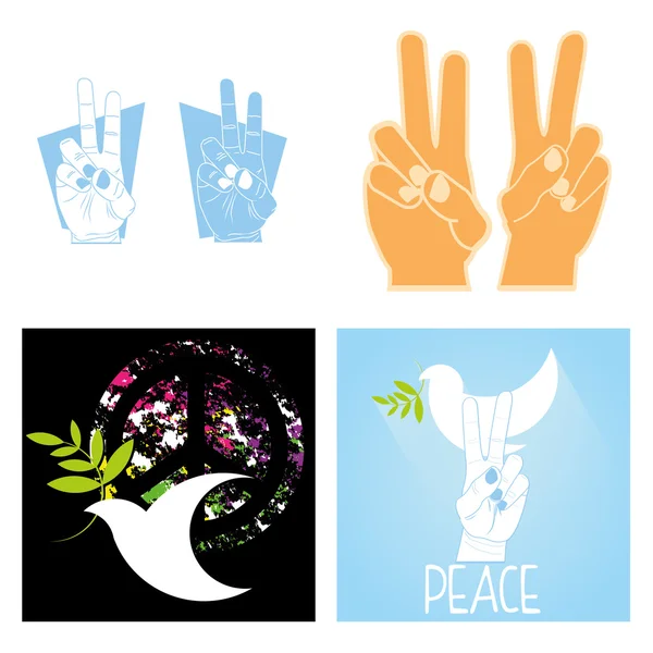 Set Of Peace Related Icons On Background — Stock Vector