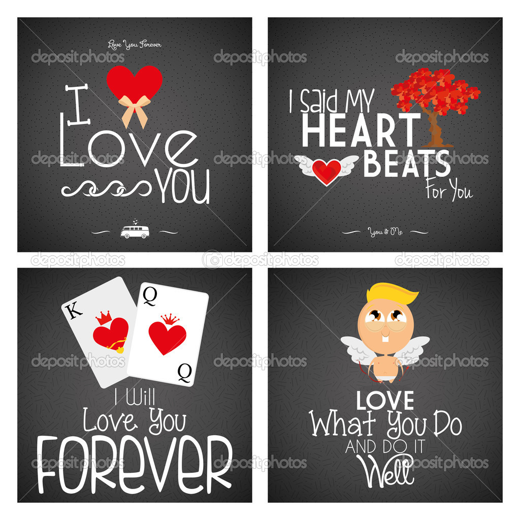 Set Of Different Love Cards Templates
