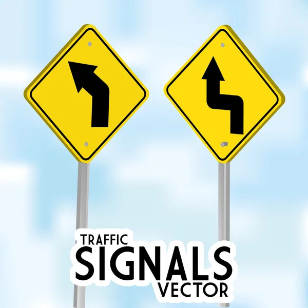 Traffic Signs Isolated On Blue Background — Stock Vector