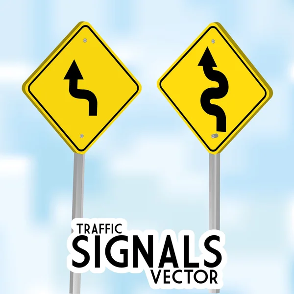 Traffic Signs Isolated On Blue Background — Stock Vector