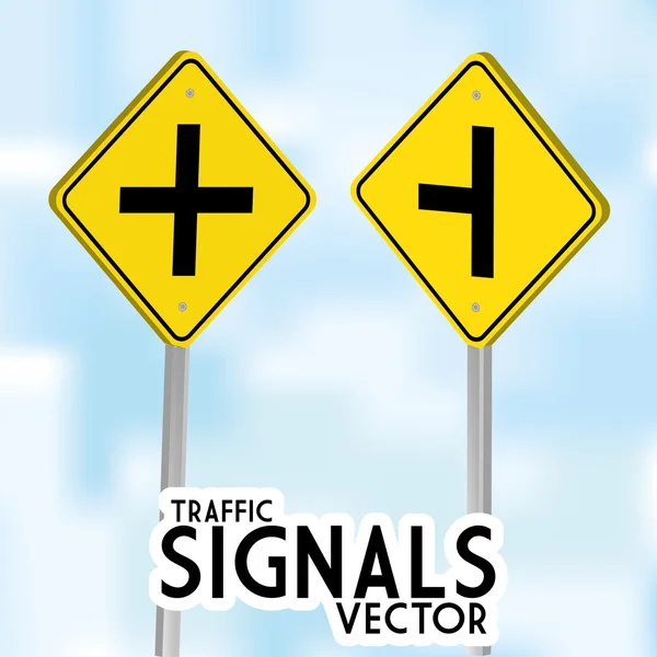 Traffic Signs Isolated On Blue Background — Stock Vector