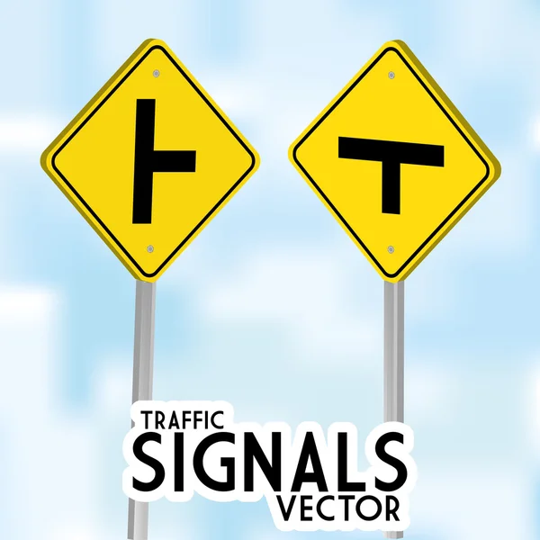 Traffic Signs Isolated On Blue Background — Stock Vector