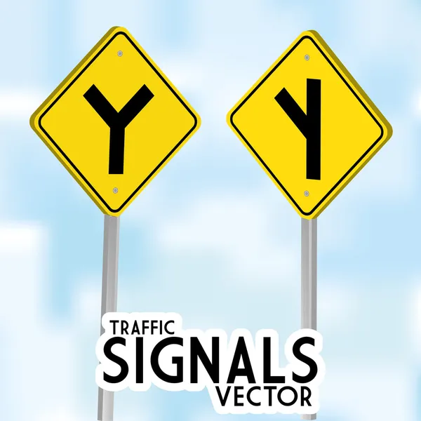 Traffic Signs Isolated On Blue Background — Stock Vector