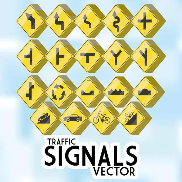 Conjunto de diferentes señales de tráfico aisladas — Vector de stock