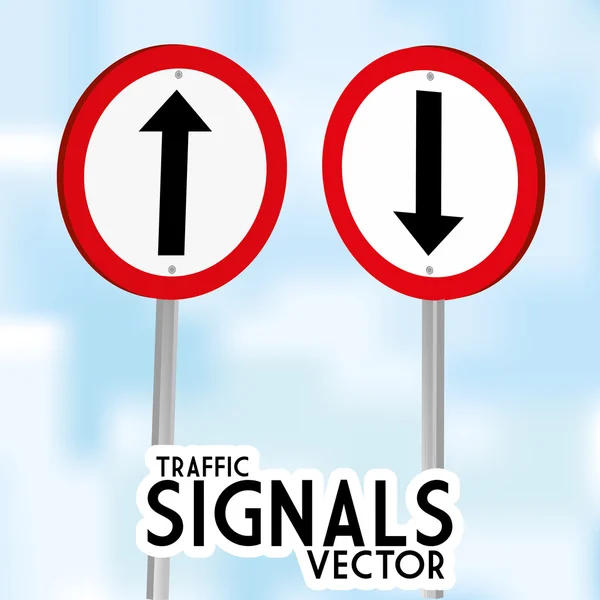 Traffic Signs Isolated On Blue Background — Stock Vector
