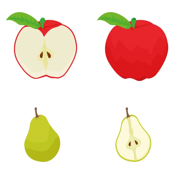 Ensemble de fruits isolés sur fond blanc — Image vectorielle