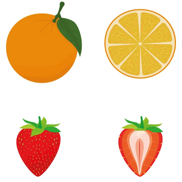 Ensemble de fruits isolés sur fond blanc — Image vectorielle