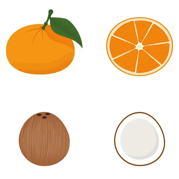 Ensemble de fruits isolés sur fond blanc — Image vectorielle