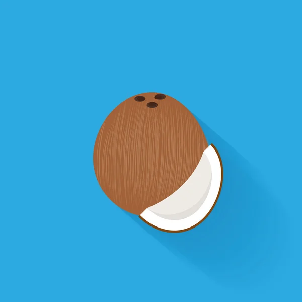 Stylish Coconut Isolated On Blue Background — Stock Vector