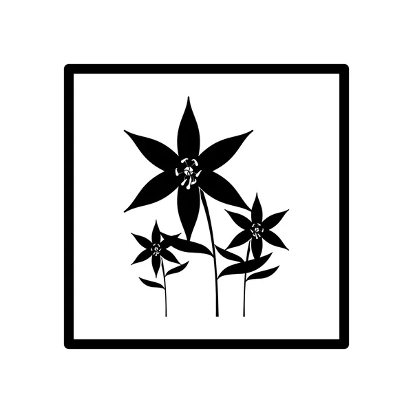 Abstract Flower Black Silhouette Illustration — Stock Vector
