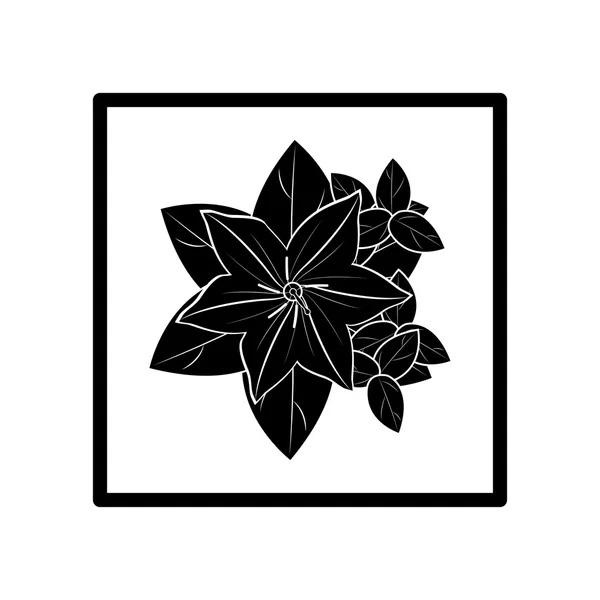 Absztrakt virág fekete sziluettje illusztráció — Stock Vector