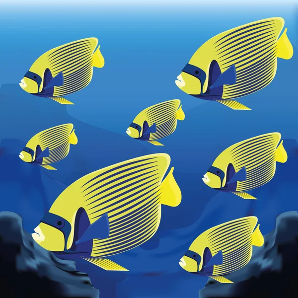 Background Scene With A Group Of Fishes — Stock Vector