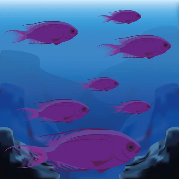 Background Scene With A Group Of Fishes — Stock Vector