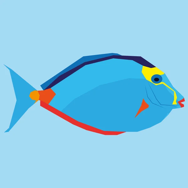 Vector Blue Fish Isolated On Blue Background — Stock Vector