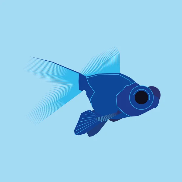 Blue Fish Isolated On Blue Background — Stock Vector