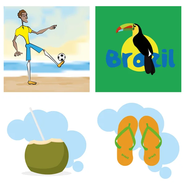 Brasil ilustraciones de dibujos animados editables con fondo — Vector de stock