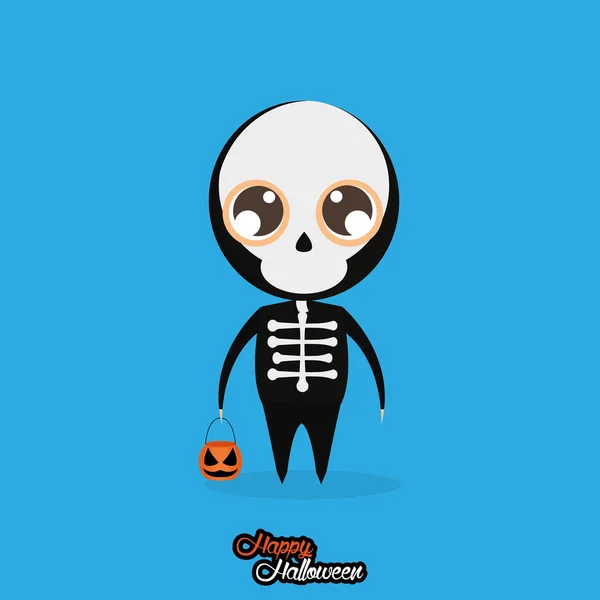 Menino com traje de Halloween Crânio Isolado — Vetor de Stock
