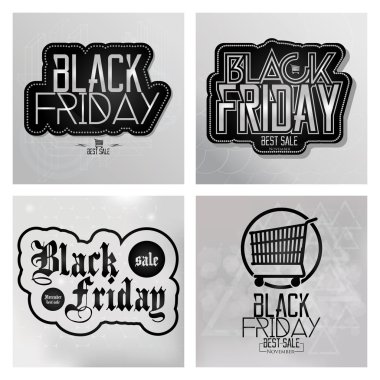 farklı siyah Cuma çıkartmaları izole ayarla