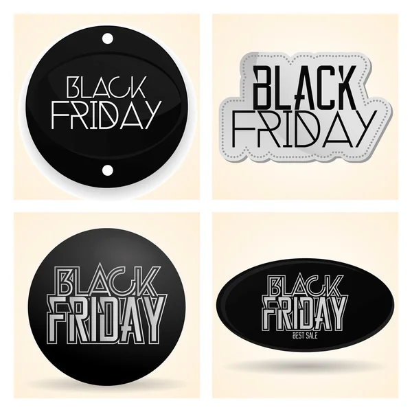 Set Different Black Friday Stickers Isolated — Stock Vector