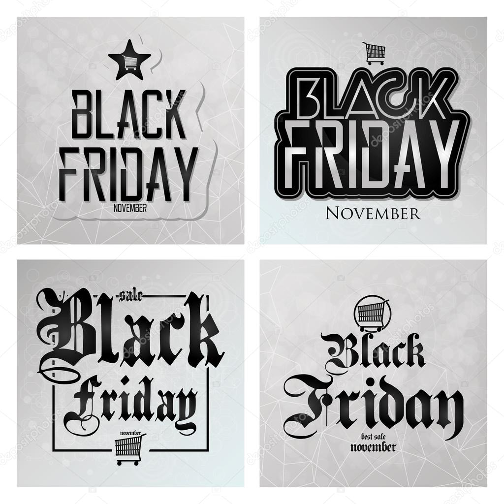 Set Different Black Friday Stickers Isolated