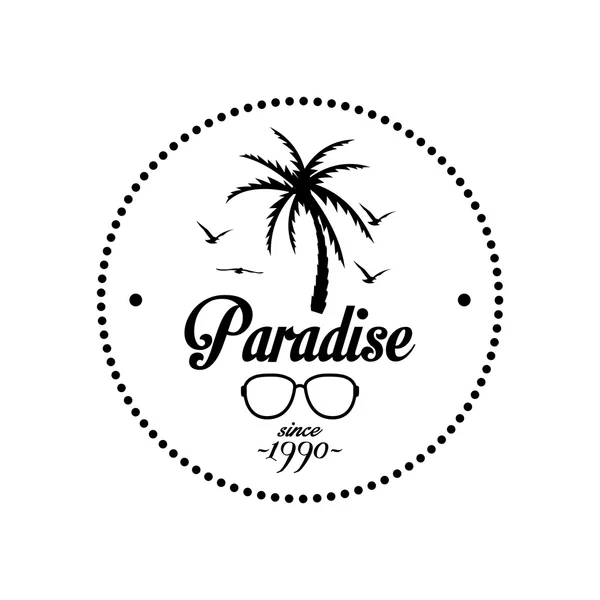 Simple Stylish Black and White Beach Related Label — стоковый вектор