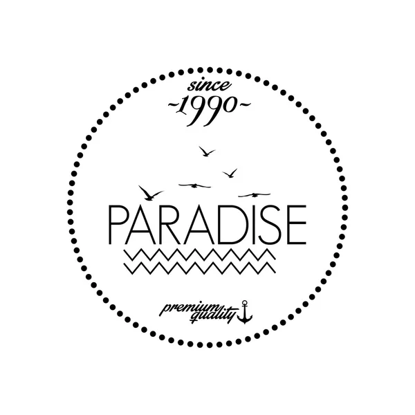 Simple Stylish Black and White Beach Related Label — стоковый вектор