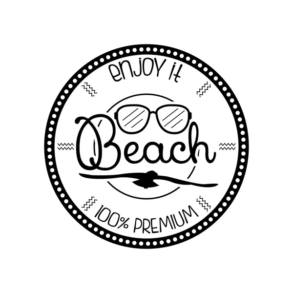 Simple Stylish Black And White Beach Related Label — Stock Vector
