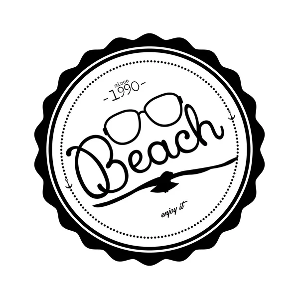 Simple Stylish Black And White Beach Related Label — Stock Vector