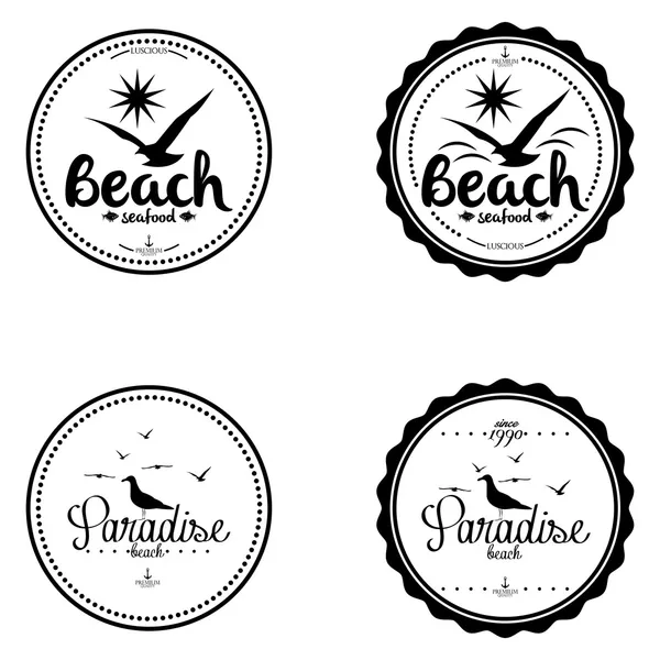 Simple Stylish Black and White Beach Related Label — стоковый вектор