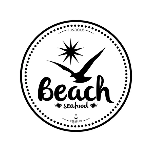 Související label jednoduché stylové černé a bílé pláže — Stockový vektor