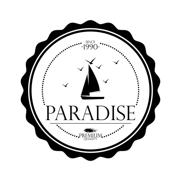 Simple Stylish Black And White Beach Related Label — Stock Vector