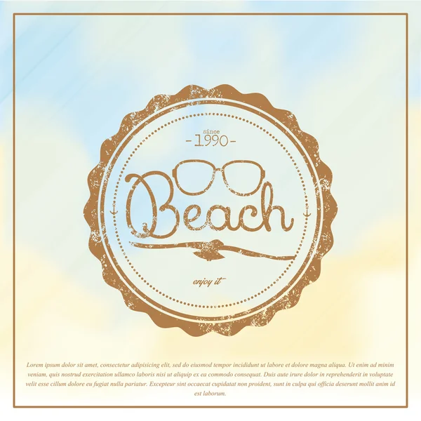 Einfache stilvolle Farbe Strand bezogene Etikett — Stockvektor