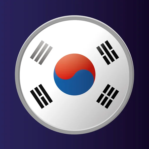 Botón de la bandera de Corea aislado en el fondo — Vector de stock