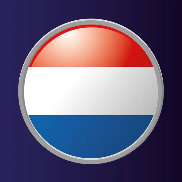 Button Of Netherlands Flag Isolated On Background — Stock Vector