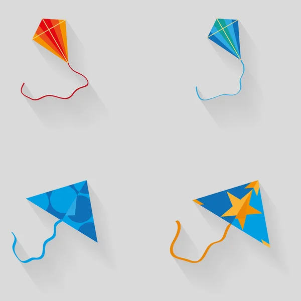 Set Of Different Kites Isolated On Background — Stock Vector