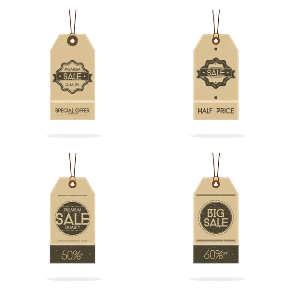 Set di stile vintage vendita Tags Design isolato — Vettoriale Stock