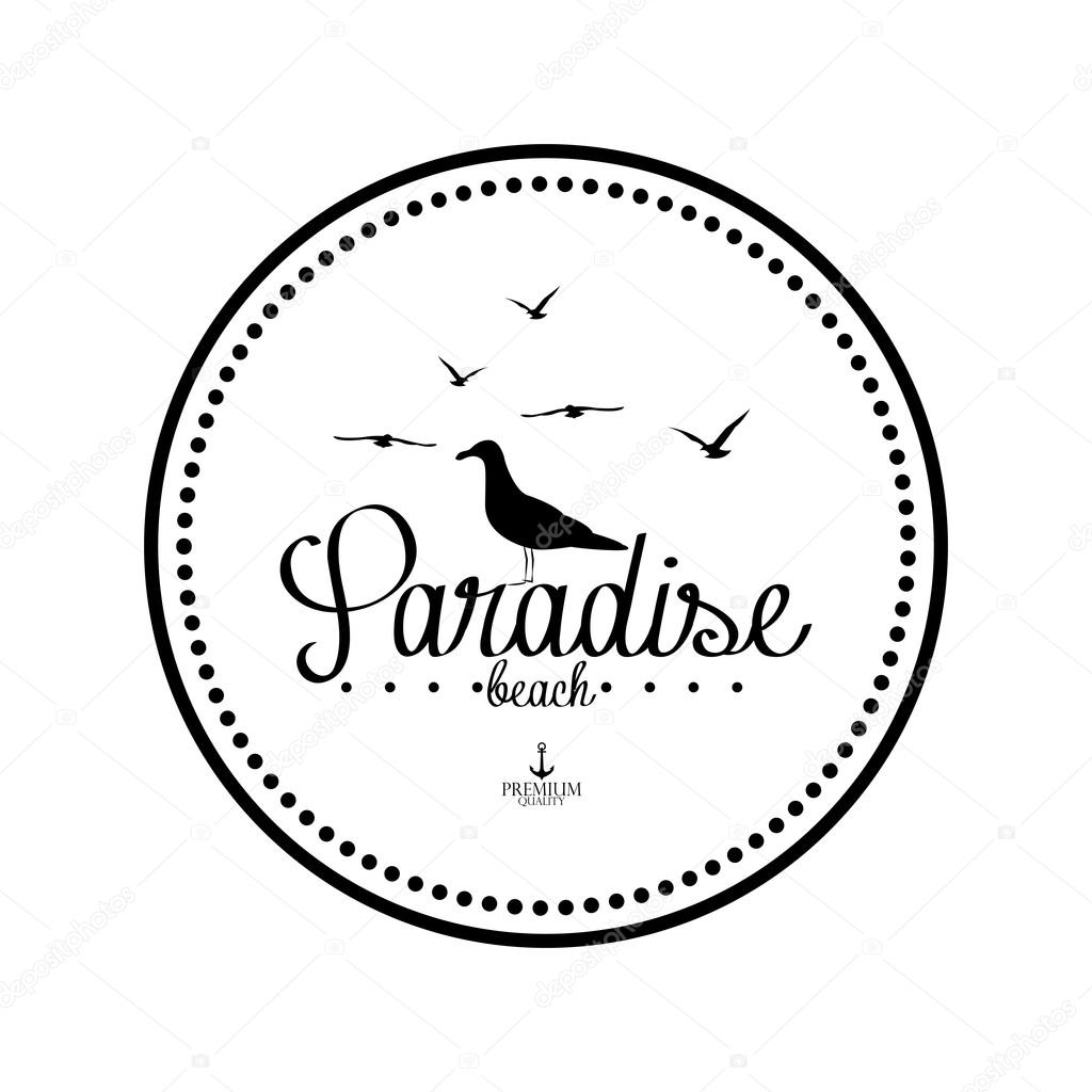 Simple Stylish Black And White Beach Related Label