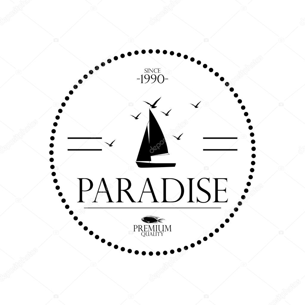 Simple Stylish Black And White Beach Related Label