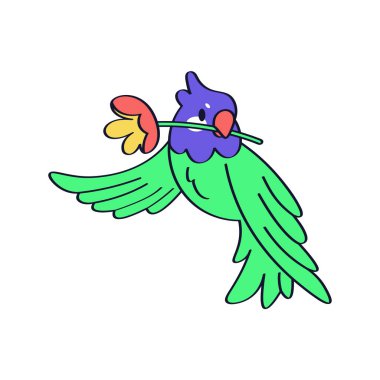 İzole edilmiş şirin ve renkli kuş vektörü