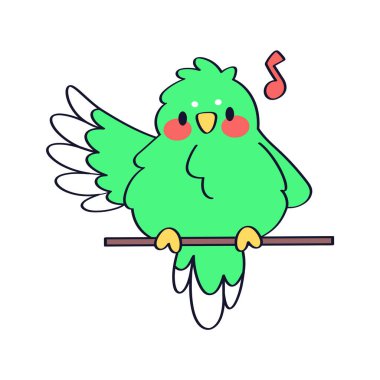 Dal vektöründe izole edilmiş şirin bir kuş